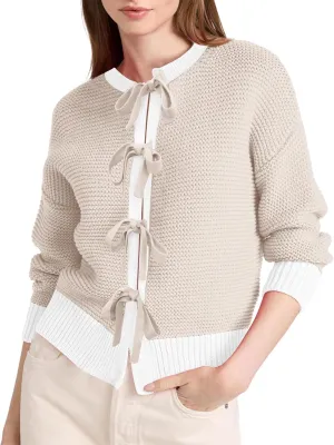 Disamer Women's 2025 Knit Cardigan Sweaters Fall Clothes Long Sleeve Fashion Casual Y2k Tie Open Front Cropped Jackets