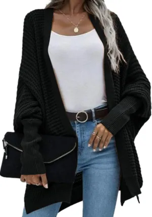 Dokotoo Women's 2025 Fashion Casual Oversized Open Front Batwing Long Sleeve Chunky Knit Cardigans Sweaters Outerwear Coats
