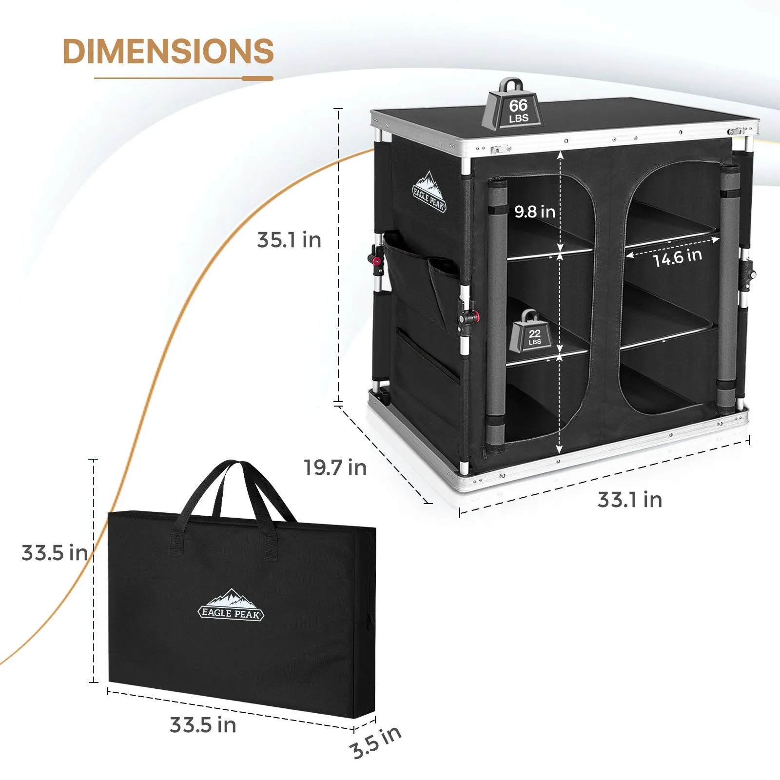 Double Camping Folding Table with Storage Organizer and Side Pockets