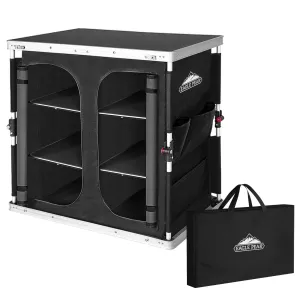 Double Camping Folding Table with Storage Organizer and Side Pockets