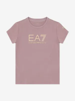 EA7 Emporio Armani Girls Logo T-Shirt in Purple
