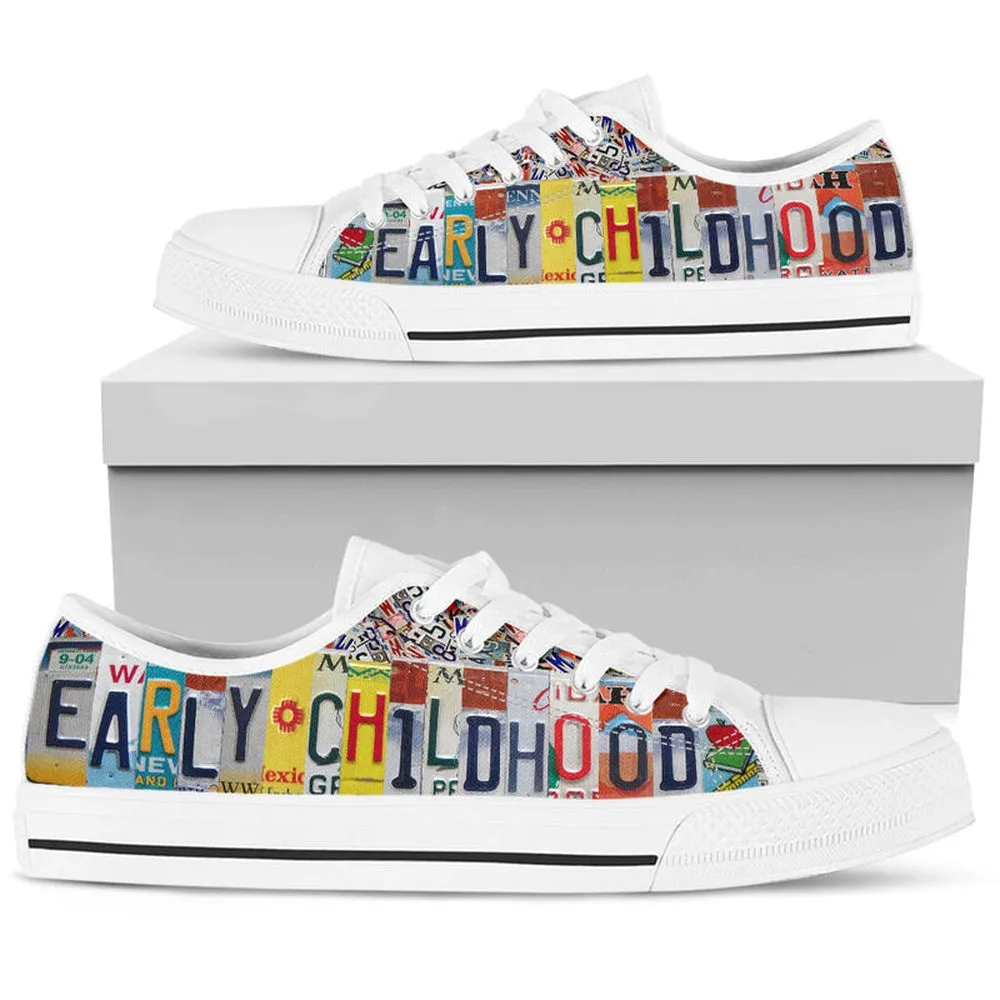 Early Childhood License Plates Low Top Shoes, Teacher Shoes, Low Top Sneakers