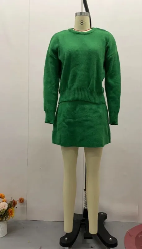 Elegant Sweater Skirt Set for Women - Knit 2 Piece Outfit