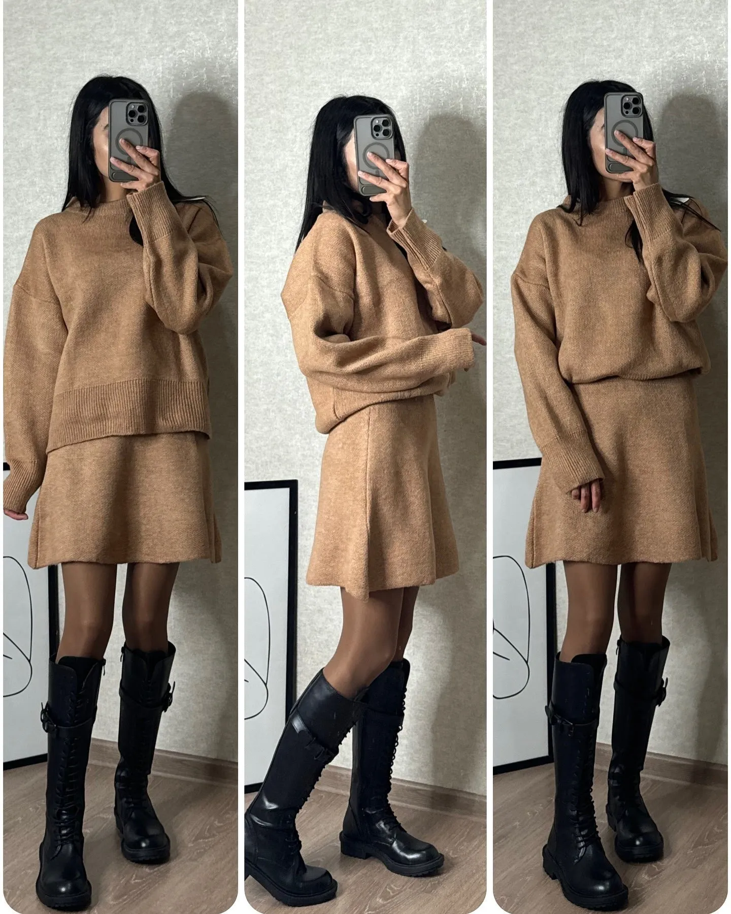 Elegant Sweater Skirt Set for Women - Knit 2 Piece Outfit