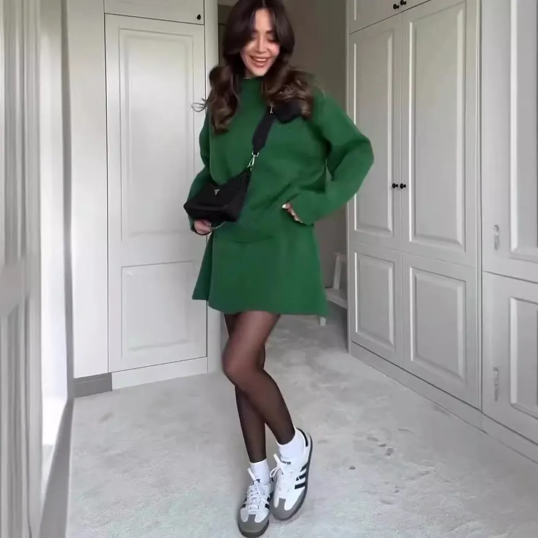 Elegant Sweater Skirt Set for Women - Knit 2 Piece Outfit
