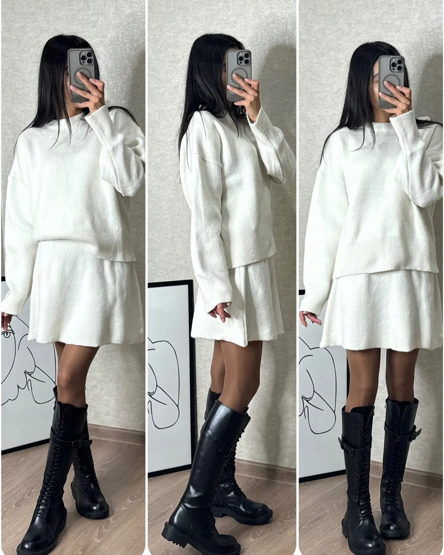 Elegant Sweater Skirt Set for Women - Knit 2 Piece Outfit