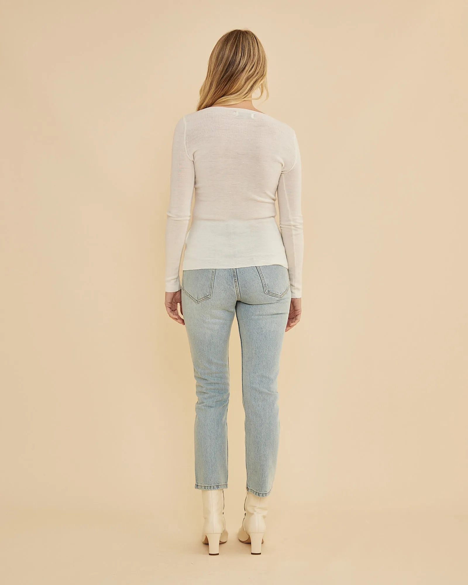Ellie Merino Knit Boat Neck - Cream