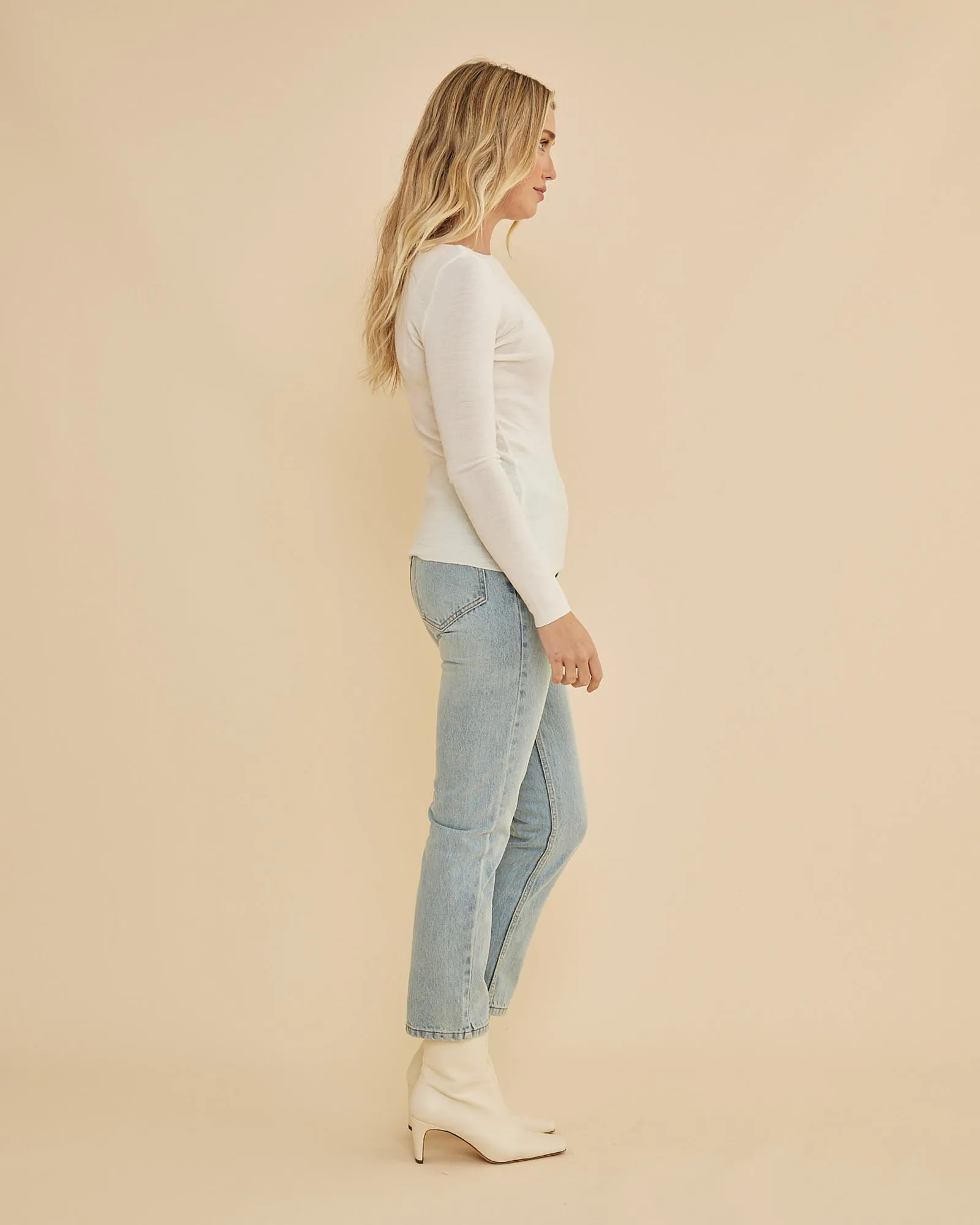 Ellie Merino Knit Boat Neck - Cream