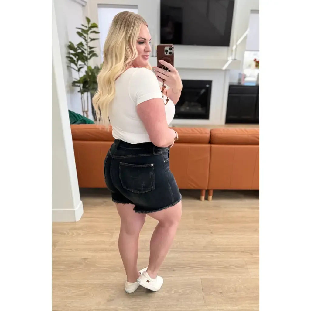 Ember High Rise Control Top Fray Hem Shorts