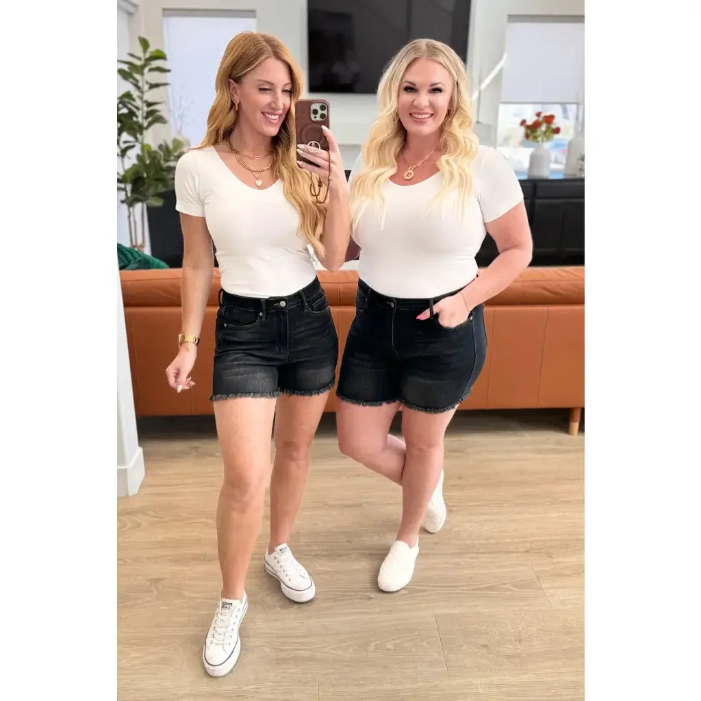 Ember High Rise Control Top Fray Hem Shorts