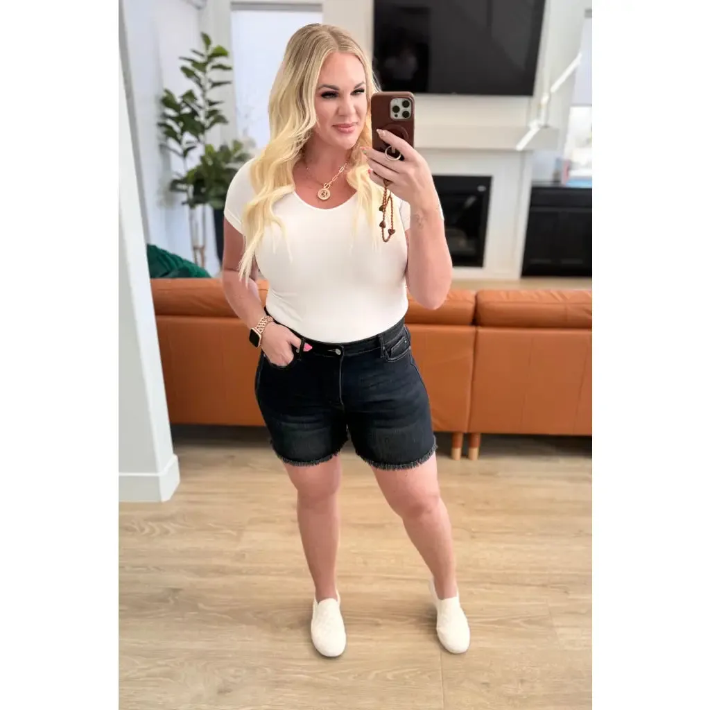 Ember High Rise Control Top Fray Hem Shorts