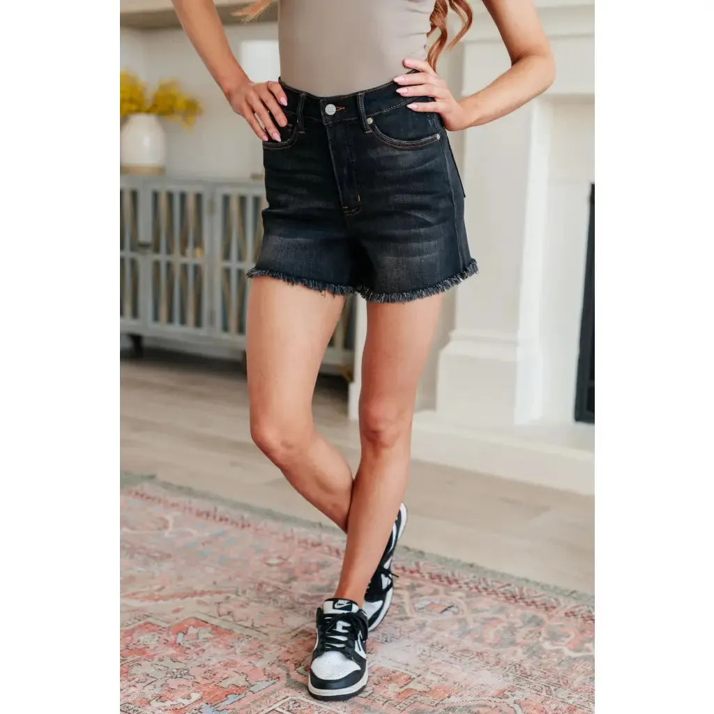 Ember High Rise Control Top Fray Hem Shorts