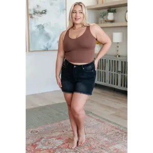 Ember High Rise Control Top Fray Hem Shorts