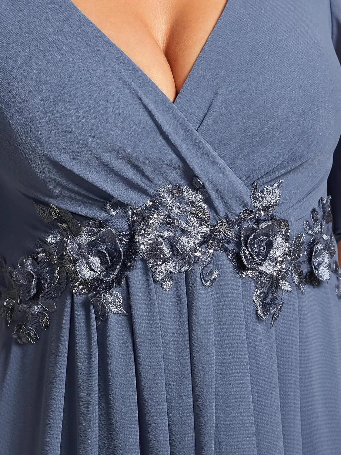 Ever-Pretty Women's Cocktail Dresses V Neck A-Line Elastic High Waist Wedding Guest Evening Party Maxi Dress 02093
