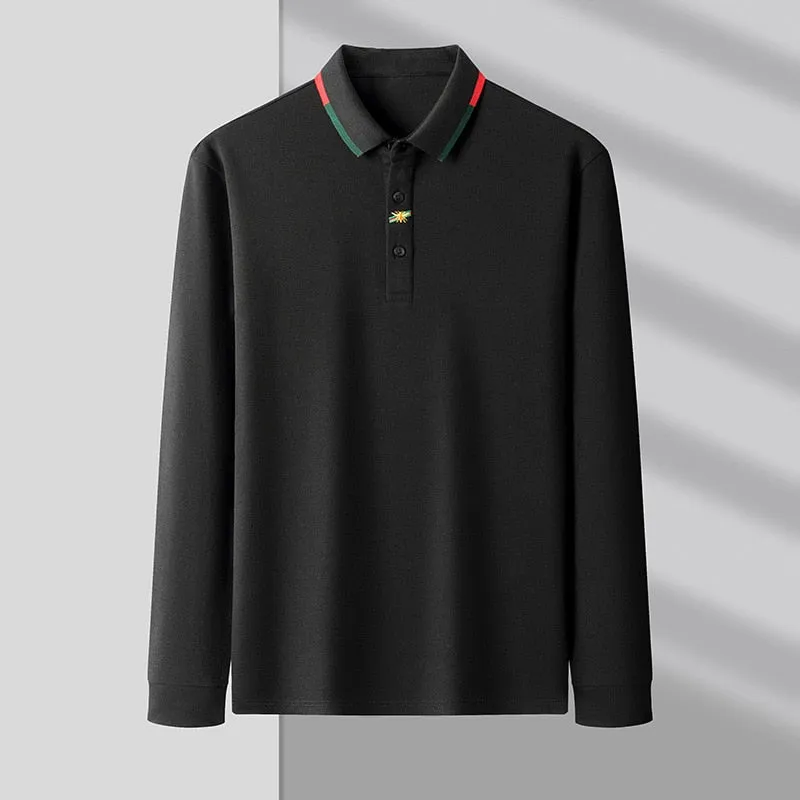 Fashion embroidery leisure long sleeve polo shirt