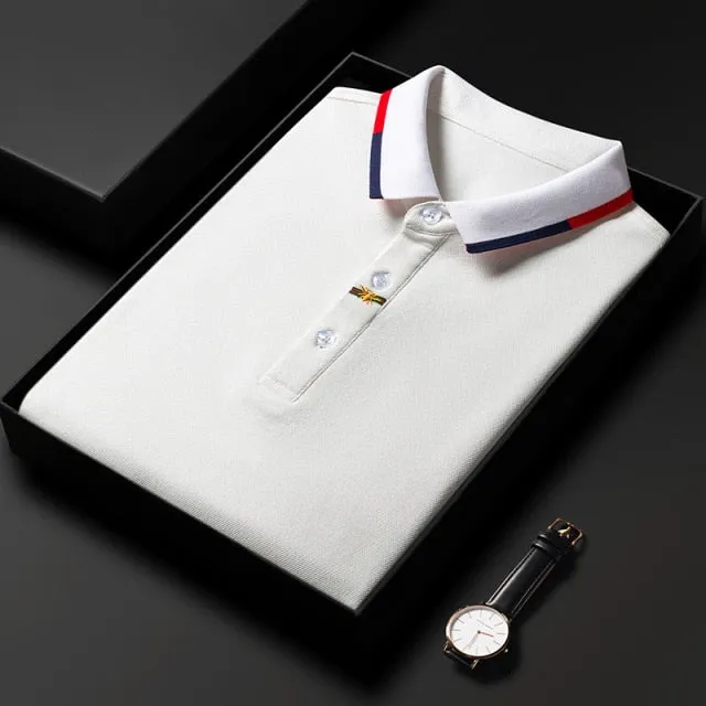 Fashion embroidery leisure long sleeve polo shirt