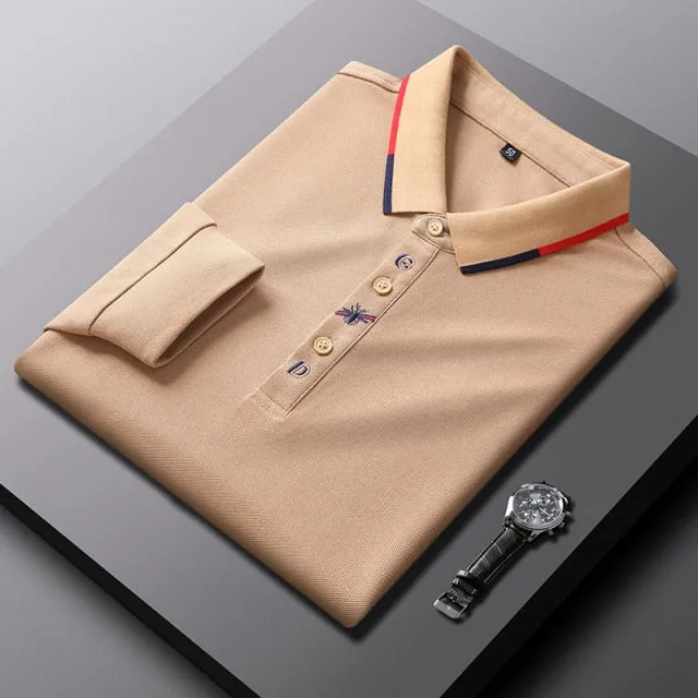 Fashion embroidery leisure long sleeve polo shirt