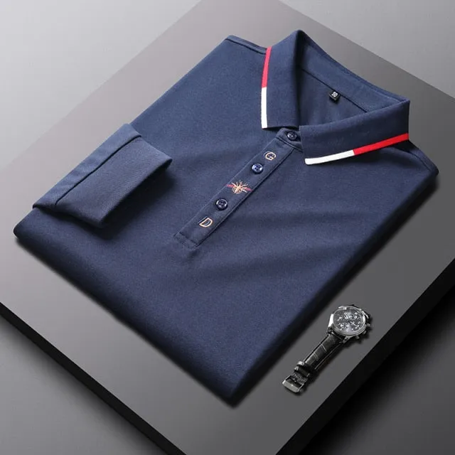 Fashion embroidery leisure long sleeve polo shirt