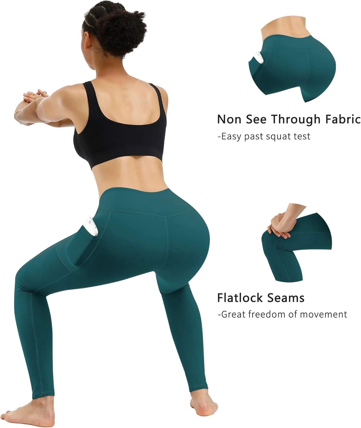 Fengbay 2 Pack High Waist Yoga Pants, Pocket Yoga Pants Tummy Control Workout Running 4 Way Stretch Yoga Leggings