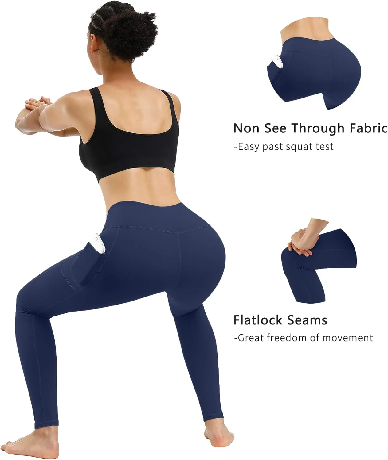 Fengbay 2 Pack High Waist Yoga Pants, Pocket Yoga Pants Tummy Control Workout Running 4 Way Stretch Yoga Leggings