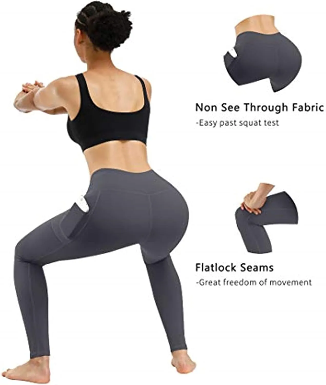 Fengbay 2 Pack High Waist Yoga Pants, Pocket Yoga Pants Tummy Control Workout Running 4 Way Stretch Yoga Leggings
