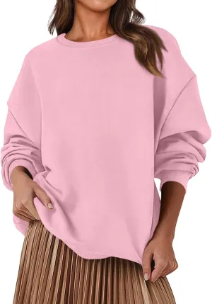 Fleece Plus Size Crewneck Sweatshirts Women Oversized Sweatshirt Hoodies Tunic Pullover Warm Sweaters Casual Tops