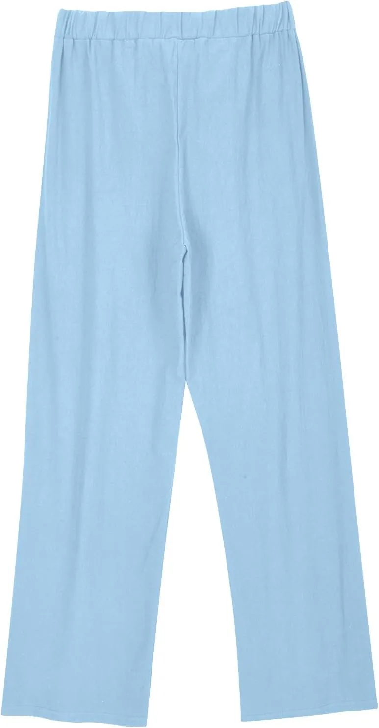 FZYLQY Womens High-Waisted Linen Trousers with Bow Tie Elastic Waist Casual Wide-Leg Pants for Spring and Summer 2025