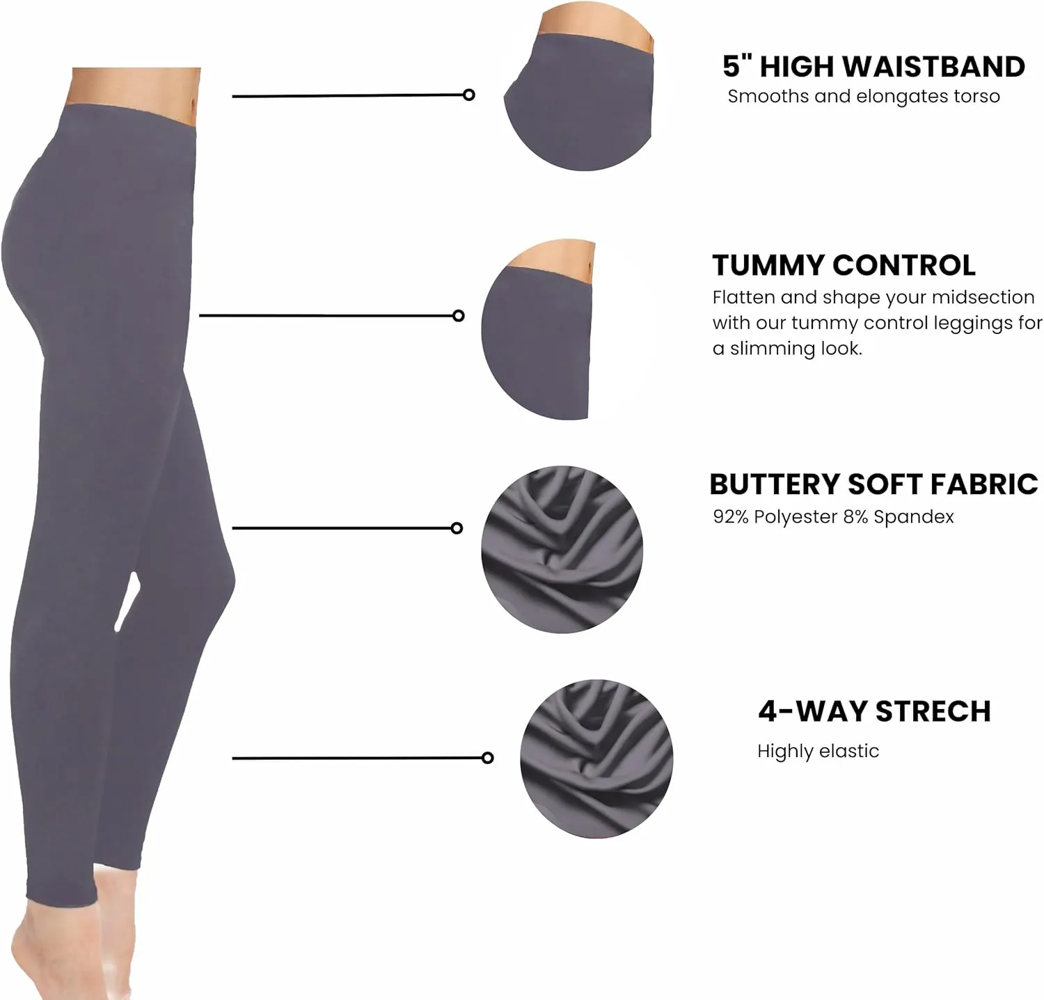 Generic Buttery Soft High Waisted Modern Leggings, Women's Yoga Pants, Medium, Blue