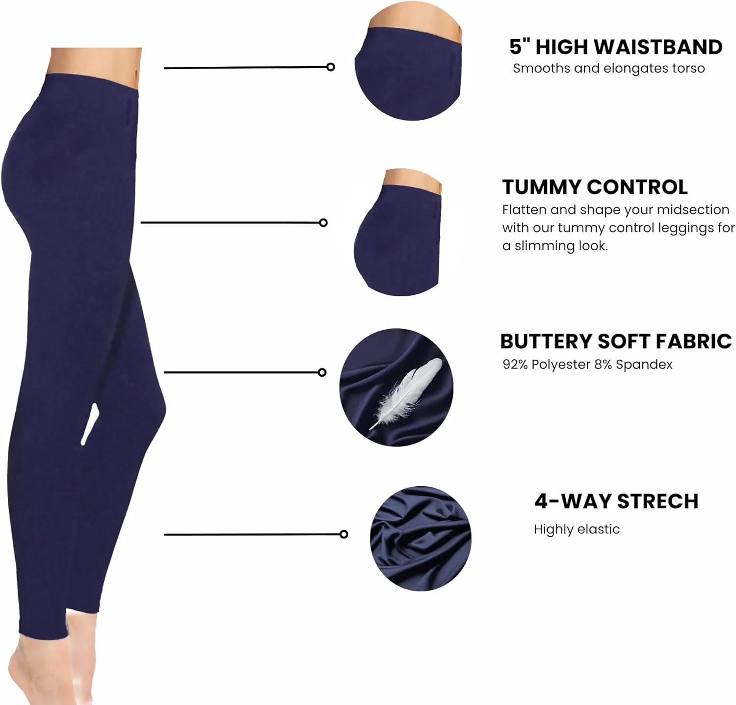 Generic Buttery Soft High Waisted Modern Leggings, Women's Yoga Pants, Medium, Blue