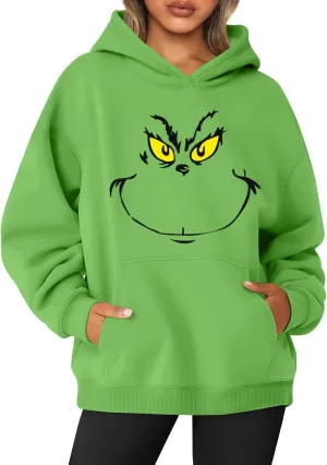 Generic Women's Long Sleeve Christmas Pullover Ugly Sweatshirt Funny Christmas Shirt Green