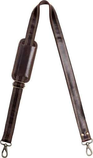 Genuine Leather Shoulder Strap Replacement for Laptop bags, Messenger, Duffle, Crossbody Bags, Adjustable 57" Bag Straps (Dark Brown)
