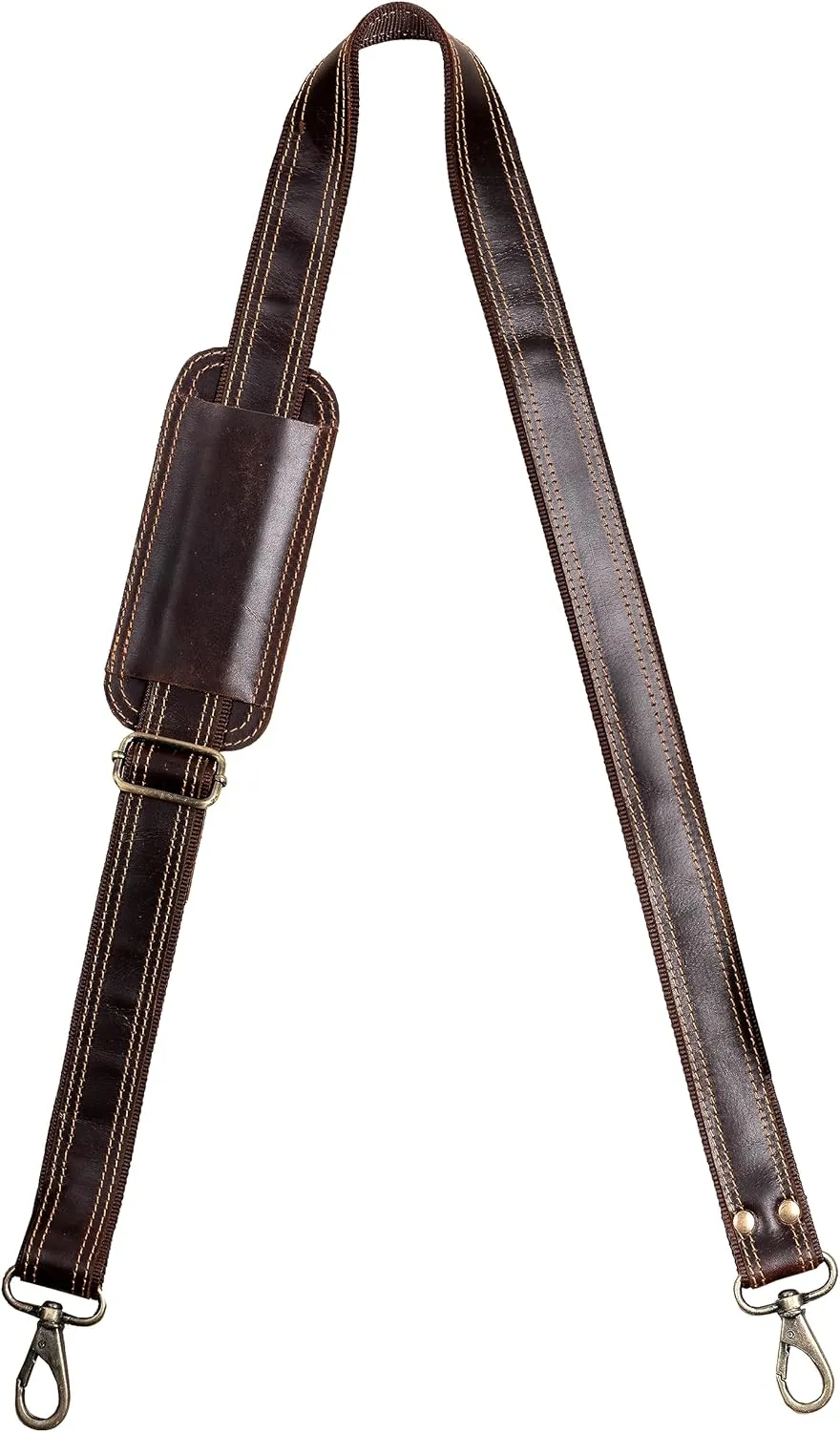 Genuine Leather Shoulder Strap Replacement for Laptop bags, Messenger, Duffle, Crossbody Bags, Adjustable 57" Bag Straps (Dark Brown)