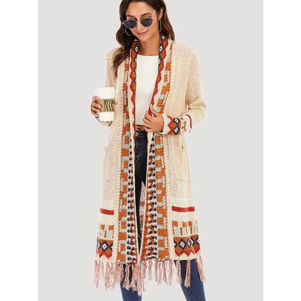 Geometric Pattern Bohemian Cardigan