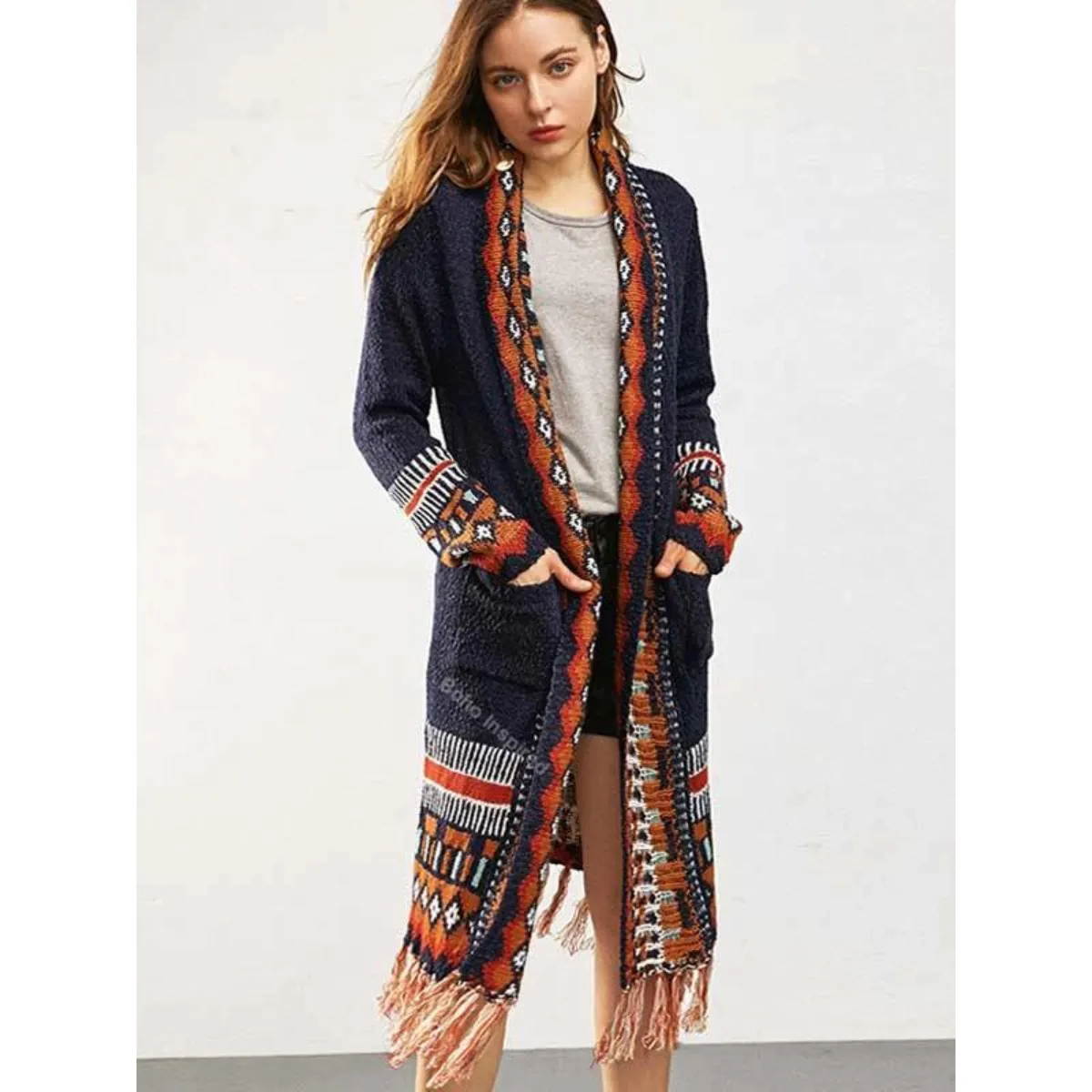 Geometric Pattern Bohemian Cardigan