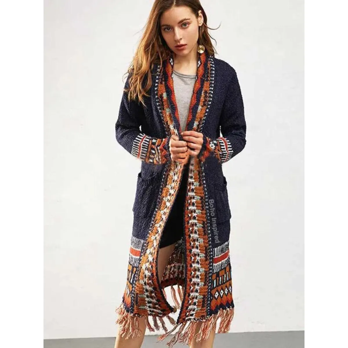 Geometric Pattern Bohemian Cardigan