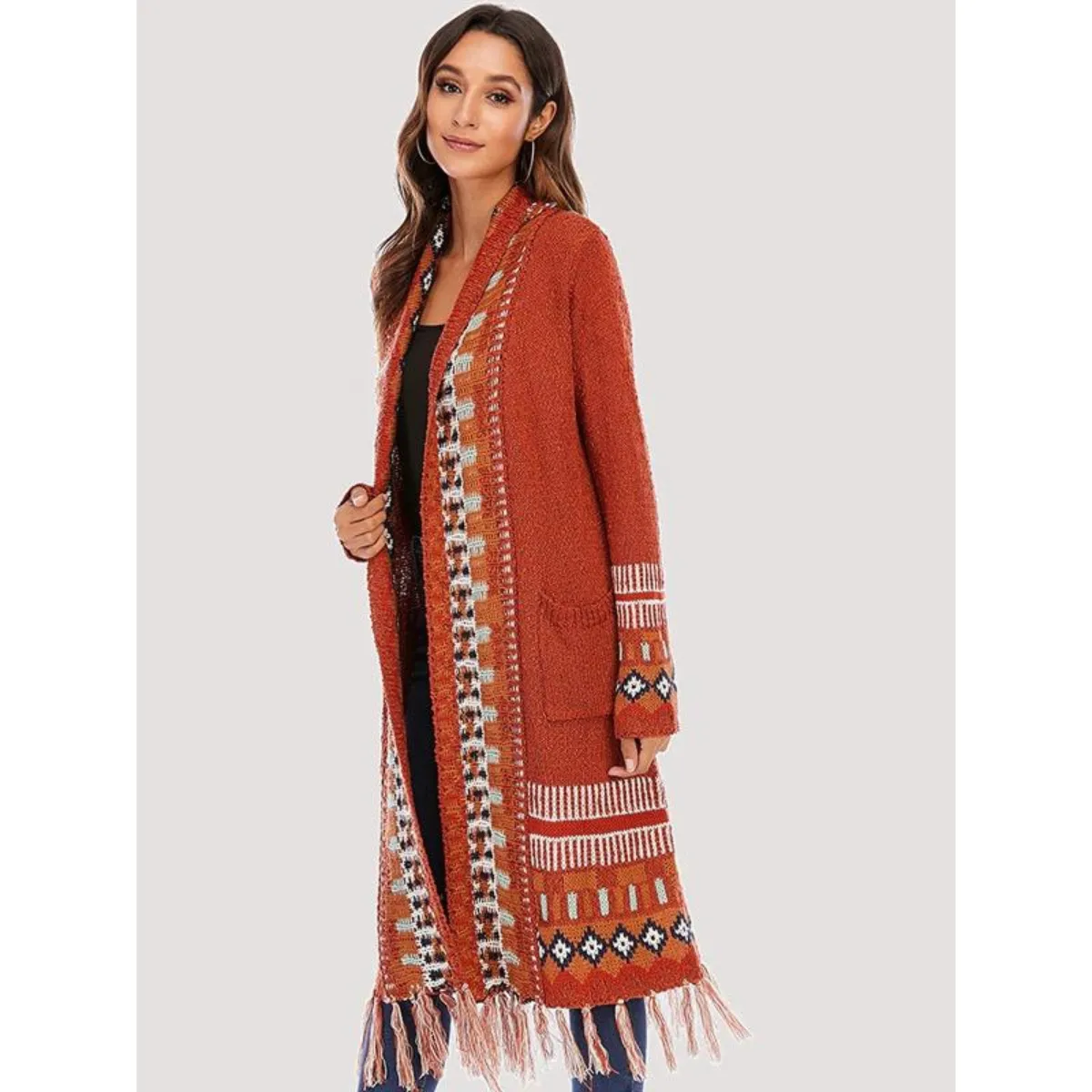 Geometric Pattern Bohemian Cardigan