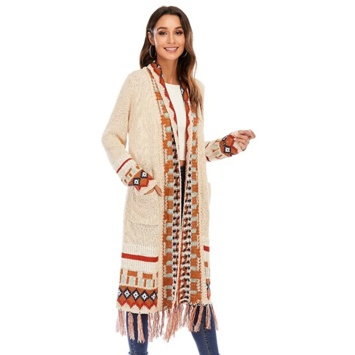 Geometric Pattern Bohemian Cardigan