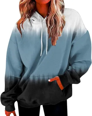 GOFULY Women'S Fashion Hoodies & Sweatshirts Long Sleeve Drawstring Sweatshirt Gradient Color Fall Pullover Hoodie 2024
