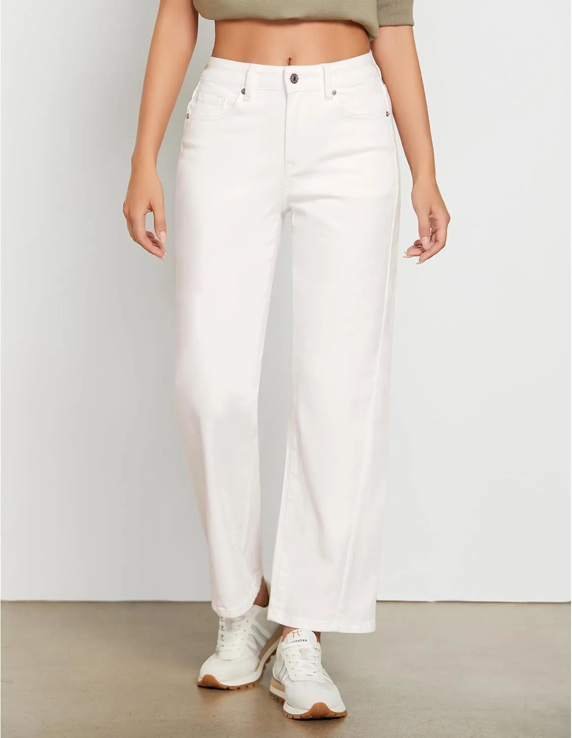 GRAPENT Straight Leg Jeans for Women High Waisted Trendy Ankle Length Forward Seams Stretchy Denim Pants Baggy Jeans