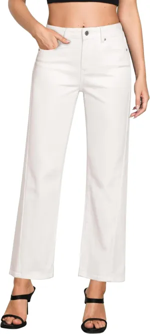 GRAPENT Straight Leg Jeans for Women High Waisted Trendy Ankle Length Forward Seams Stretchy Denim Pants Baggy Jeans