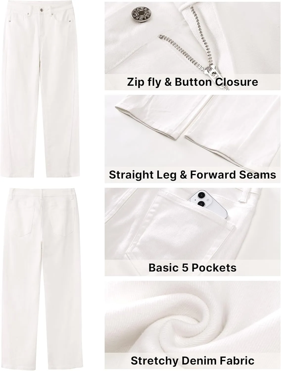 GRAPENT Straight Leg Jeans for Women High Waisted Trendy Ankle Length Forward Seams Stretchy Denim Pants Baggy Jeans