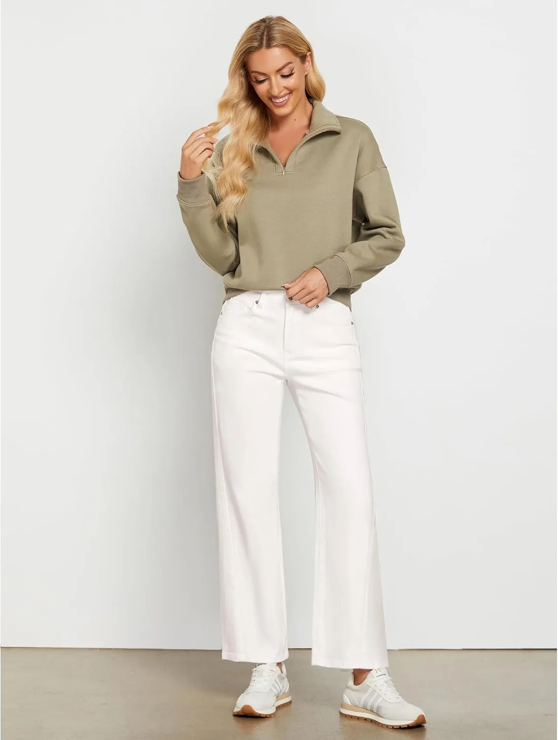 GRAPENT Straight Leg Jeans for Women High Waisted Trendy Ankle Length Forward Seams Stretchy Denim Pants Baggy Jeans