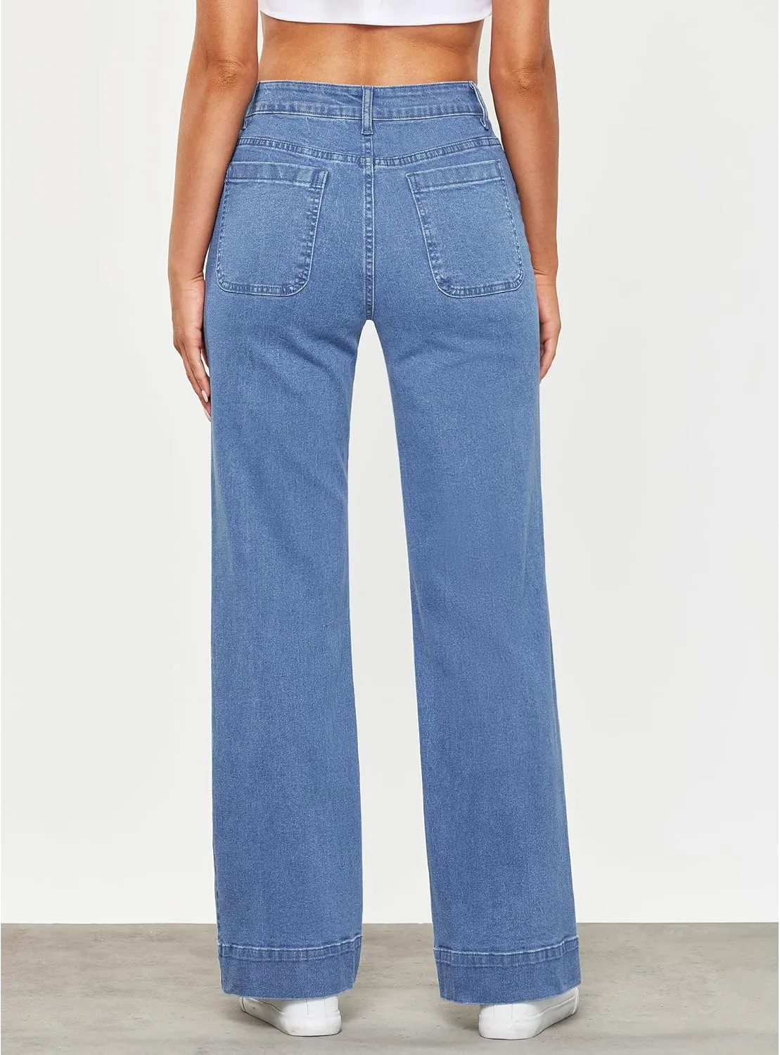 GRAPENT Wide Leg Jeans for Women High Waisted Flare Trendy Stretchy Denim Pants Duo Pockets Trouser Jeans