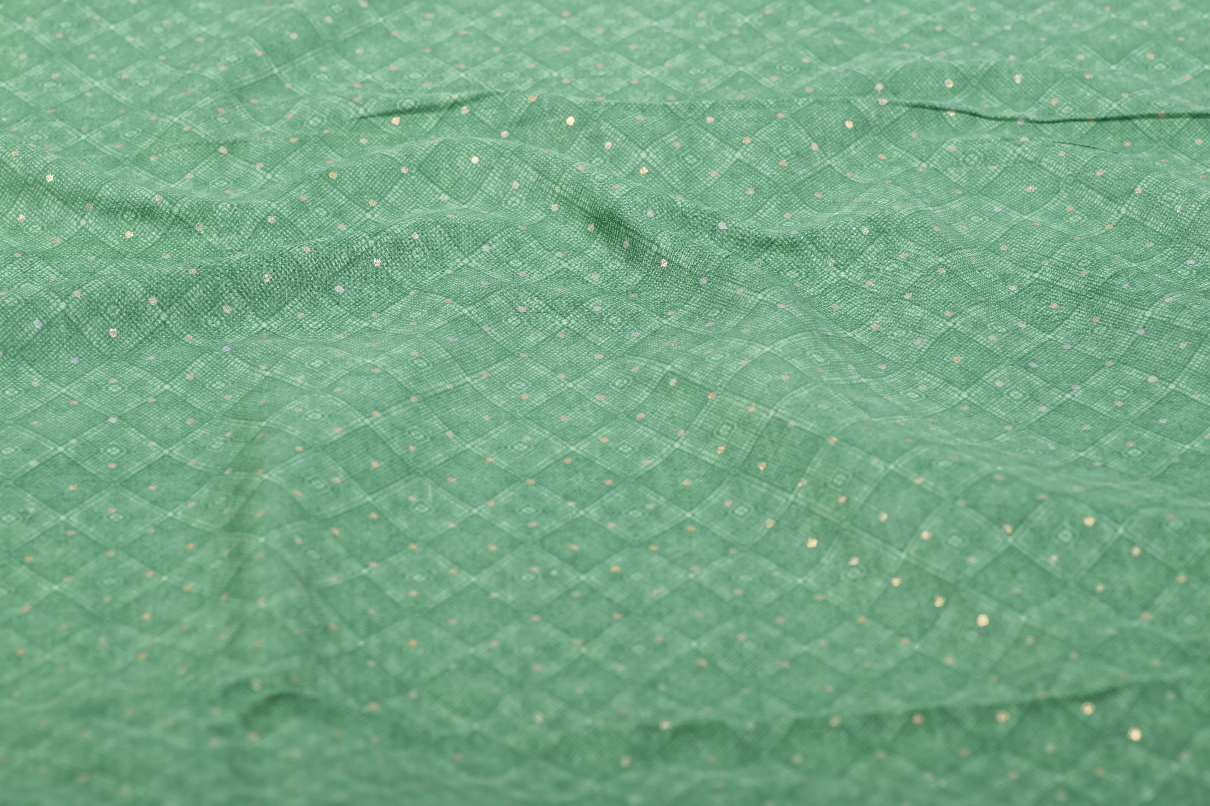 Green Geometric Print Glace Cotton Fabric