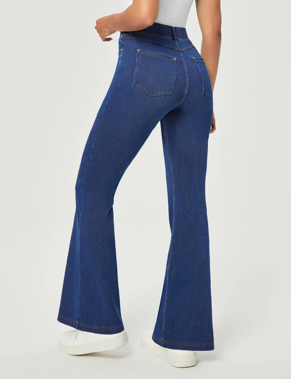 Heathyoga Flare Jeans for Women Trendy Stretchy Bell Bottom Jeans for Women Pull on Jeggings Tummy Control with Pockets