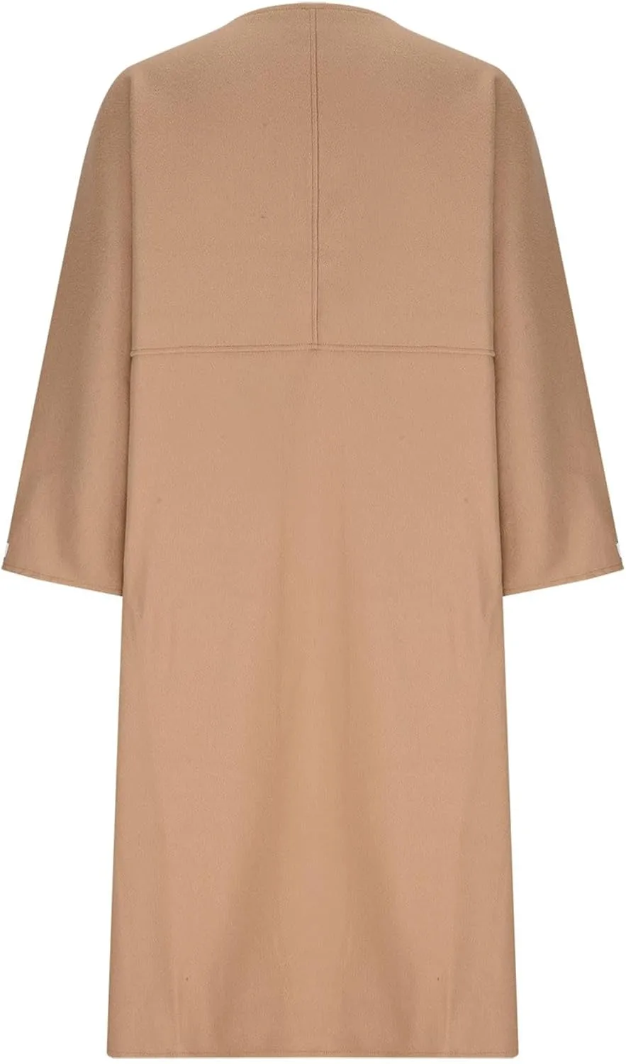 HGps8w Women's Collarless Wool Blend Trench Coat - Elegant Open Front Peacoat Cardigan Winter Jacket Overcoats with Pockets
