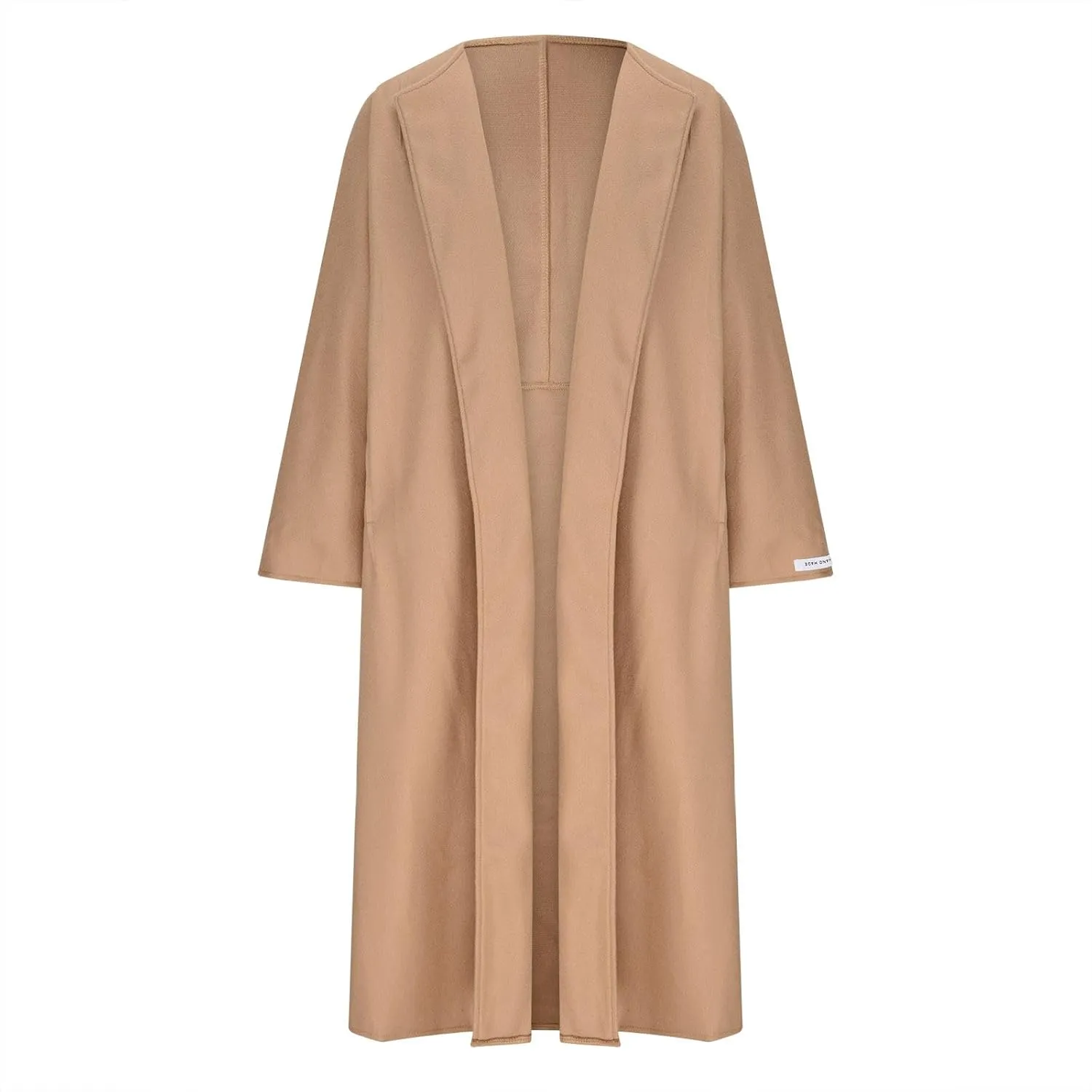 HGps8w Women's Collarless Wool Blend Trench Coat - Elegant Open Front Peacoat Cardigan Winter Jacket Overcoats with Pockets