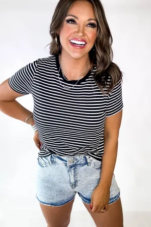 High Rise Light Wash Frey Hem Denim Shorts