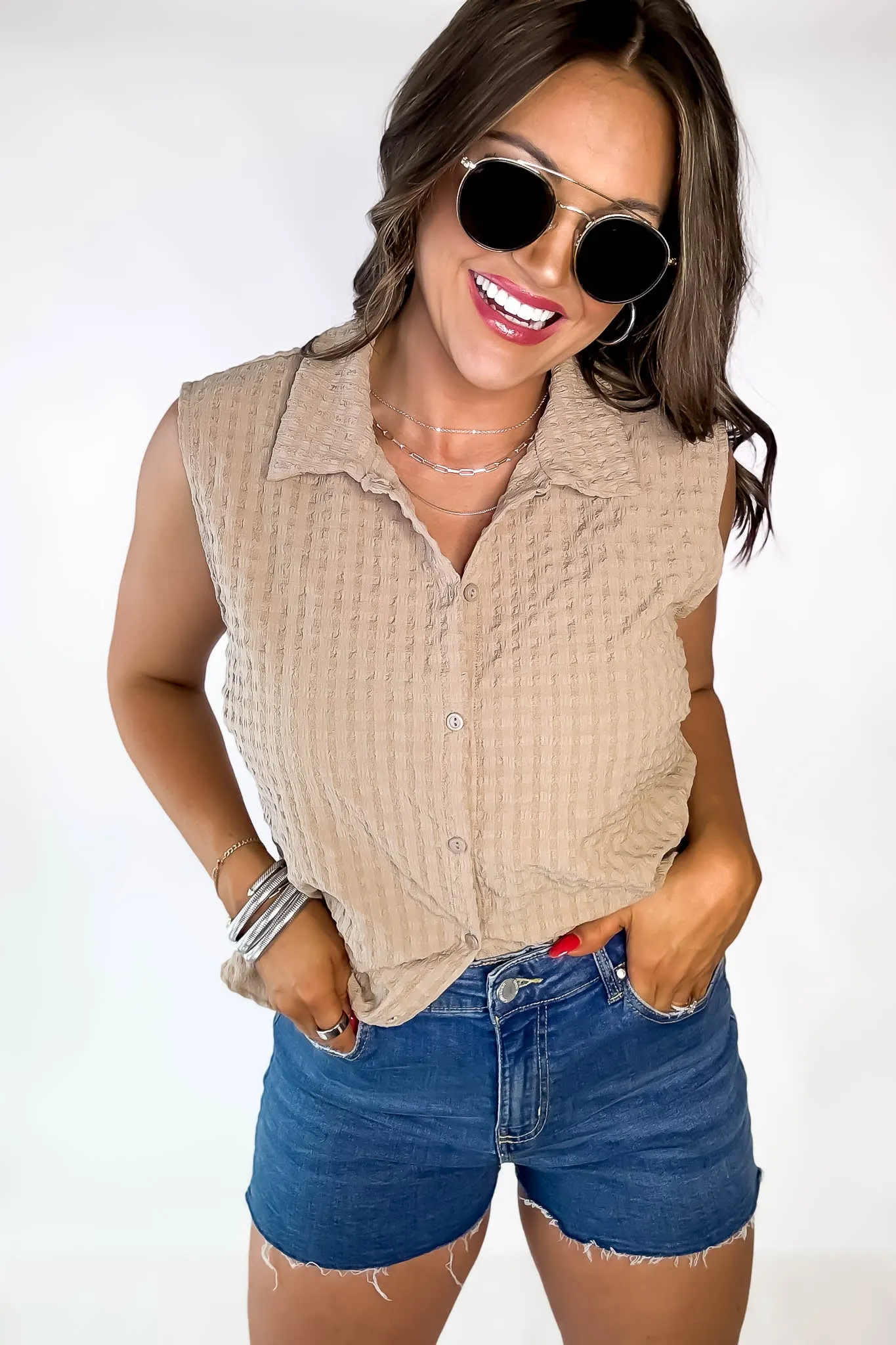 High Rise Medium Wash Frey Hem Denim Shorts