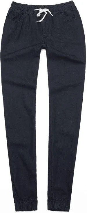 hlysgo Women Pull On Denim Joggers High Waist Stretch Drawstring Jeans with Pocket Casual Baggy Straight Jeans Trousers